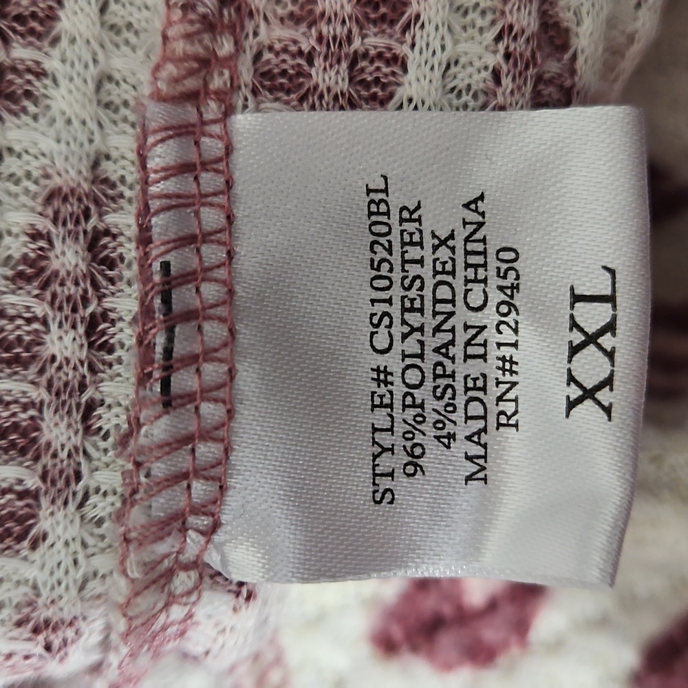 Como Vintage, Plum and white spotted blouse, long-sleeve, size XXL - Picture 7 of 12